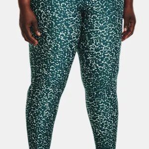 Under Armour No-Slip Waistband Ankle Leggings- Teal Pattern-2X